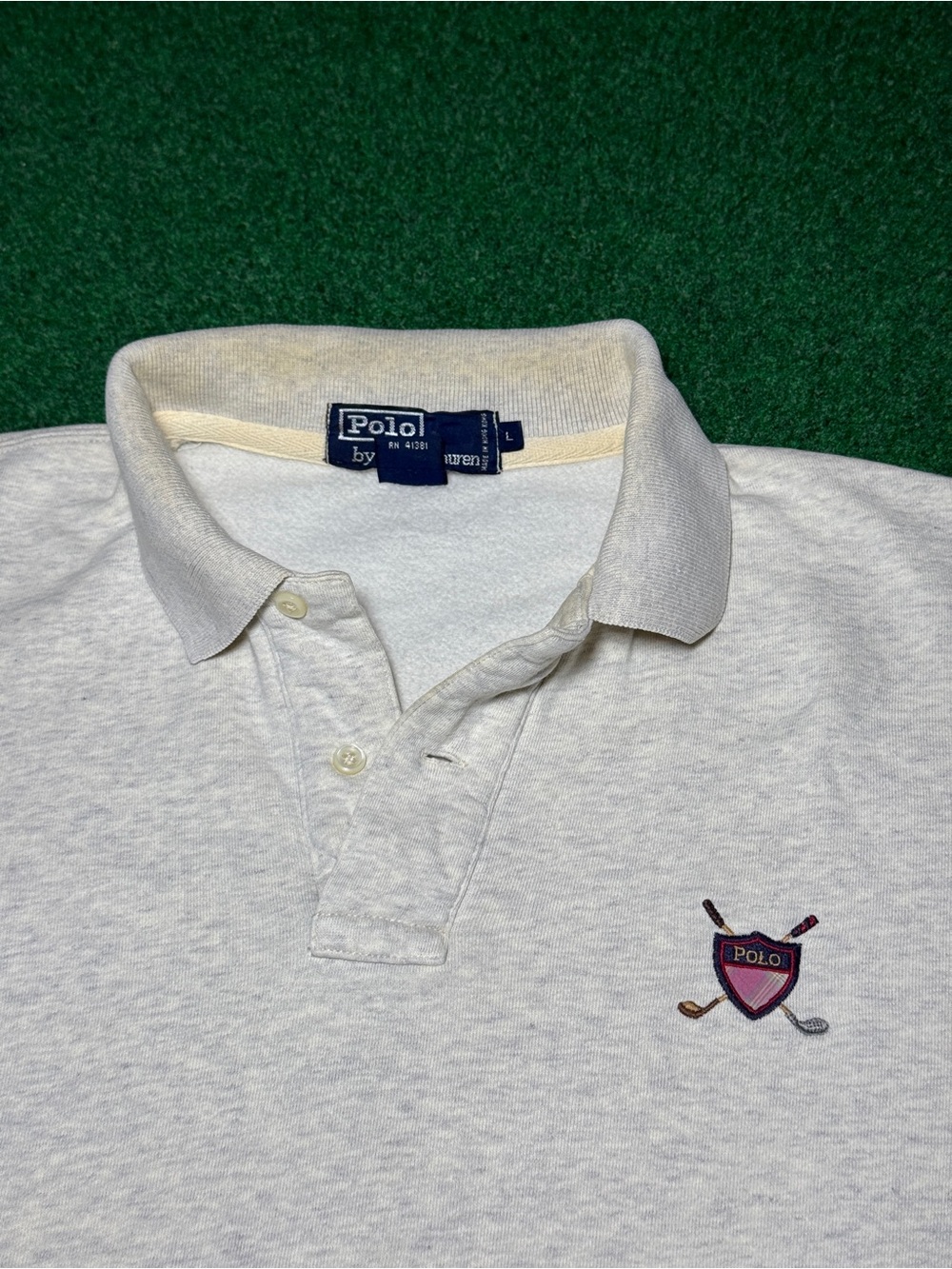 Vintage 90s Polo by Ralph Lauren Collared Sweatshirt, Golf Crest Crewneck Large